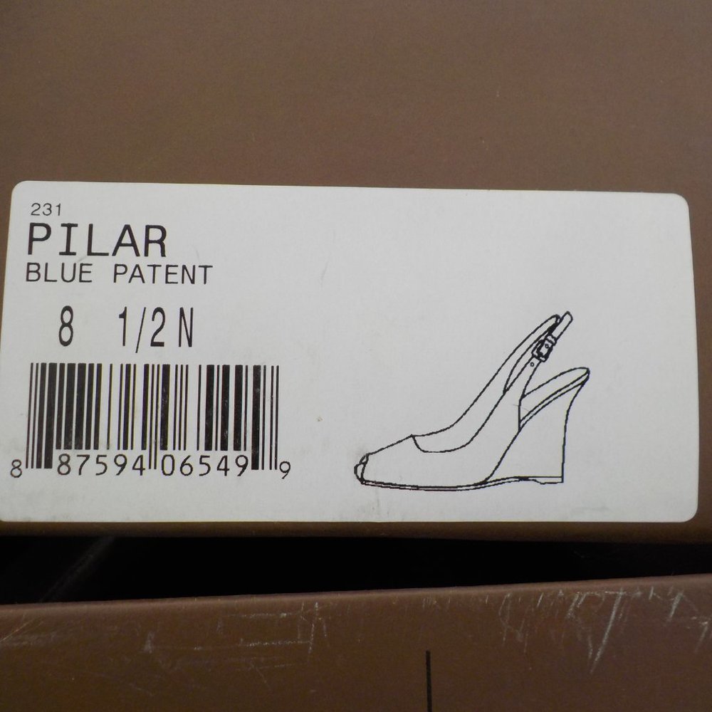 Gorgeous Linea Paolo Peep-toe Wedge Sandals Turquoise and Silver SZ 8/ 8.5 N/M - Picture 8 of 16
